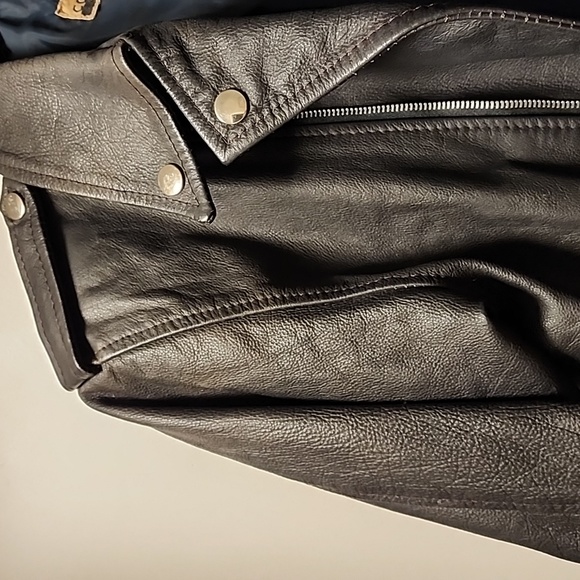 Leather motorcycle jacket By Contempo Casuals 1990 or so  Small - Picture 3 of 17